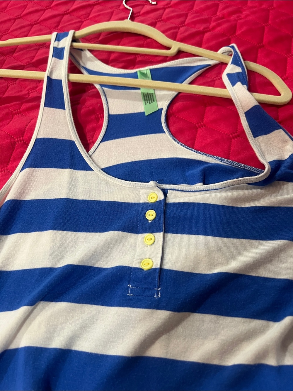 Honeydew Intimates Blue and White Striped Romper with Pink Trim - Picture 4 of 6